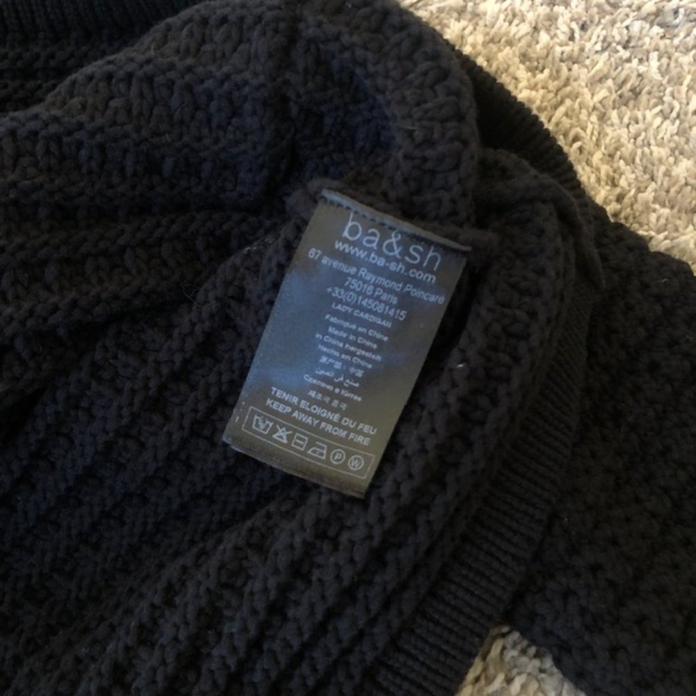 BEST Ba&sh Gaspard Knit Cardigan Small Black Noir French Casual - Picture 7 of 13